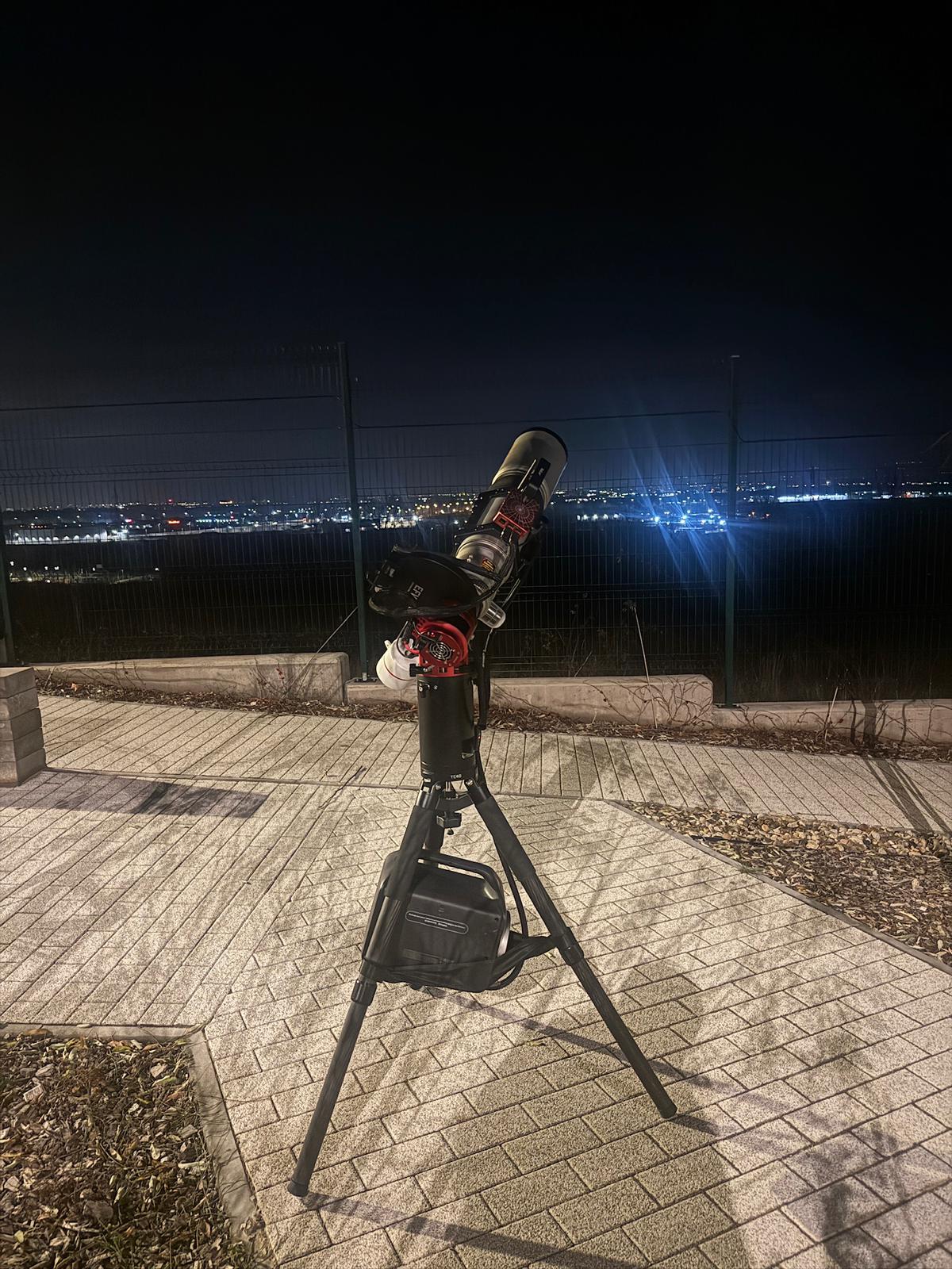 Astrophotography setup under the night sky