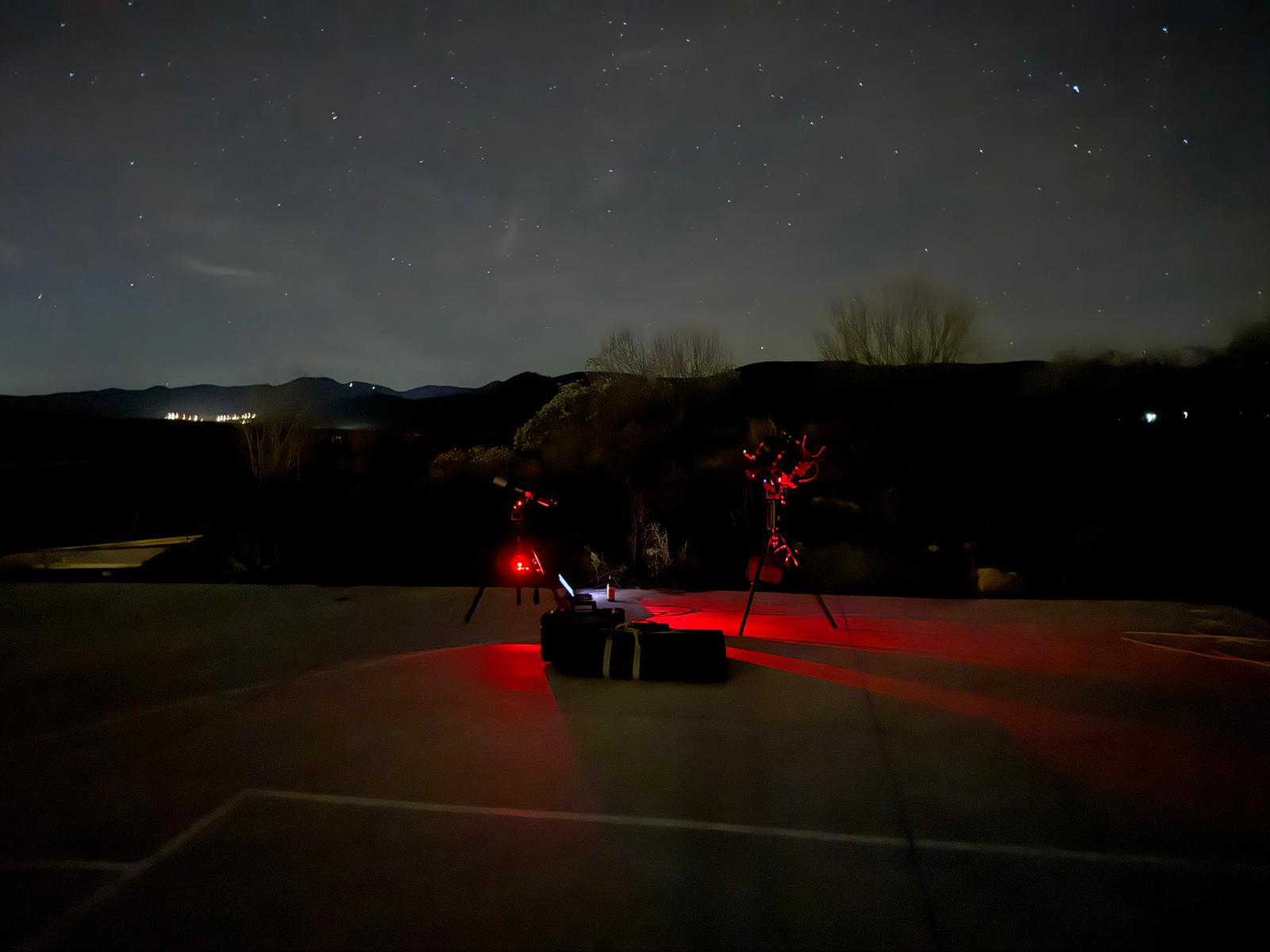 Astrophotography setup under the night sky